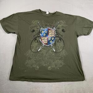 The Tudors TV‎ Show Promo T-Shirt Olive Green Medieval Crest Swords Lions 2XL